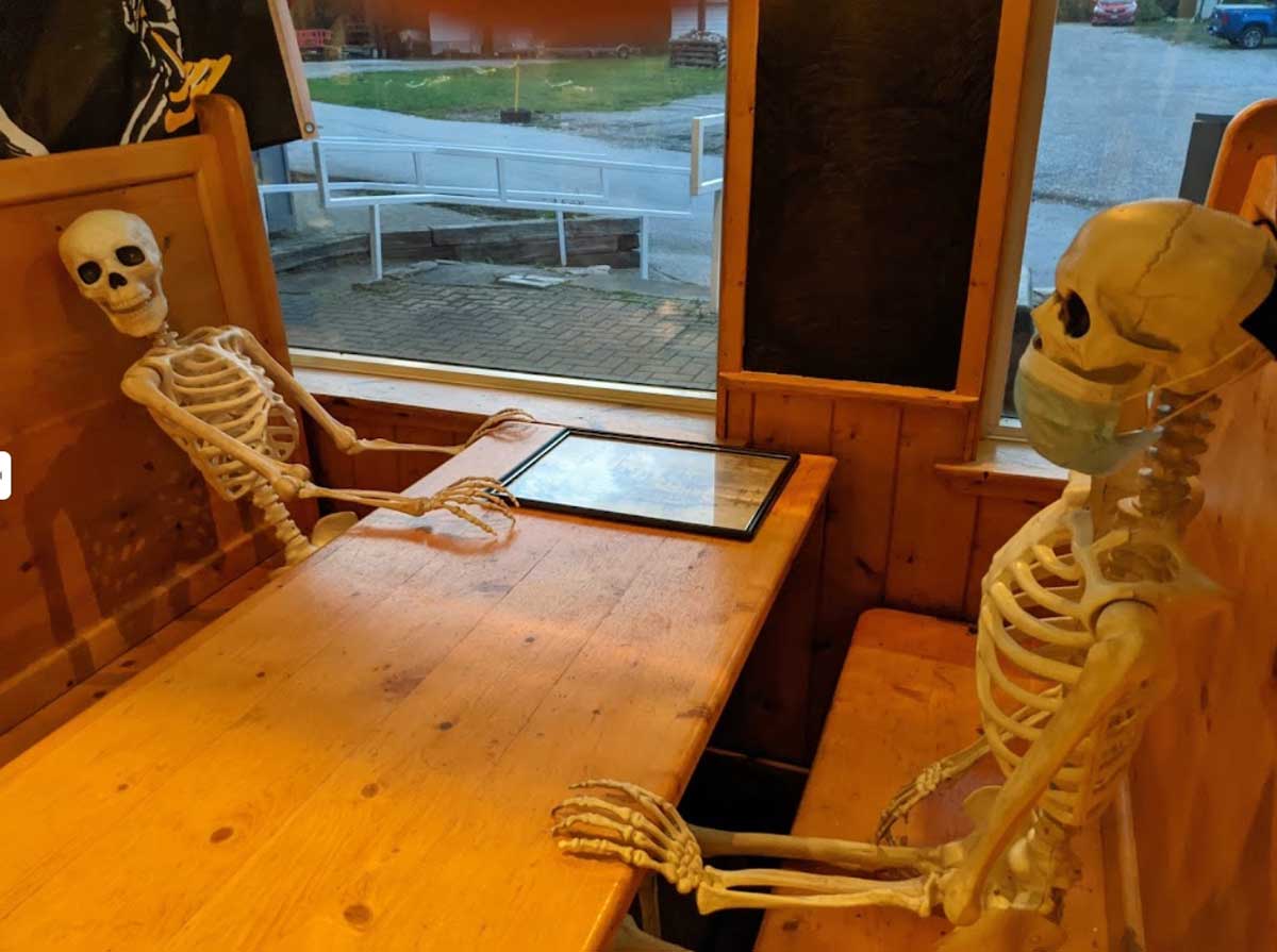 skeletons at table w